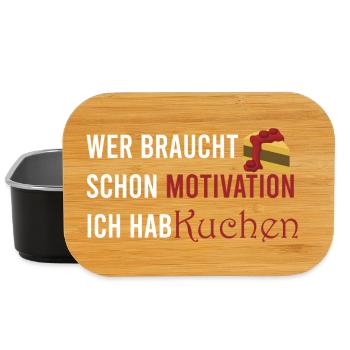 Who needs motivation I've got cake - Lunch Box - black - Front