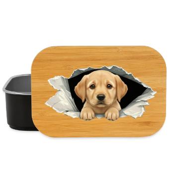 Bébé chiot Golden Retriever qui regarde en papier déchiré - Boîte à goûter - noir - Devant