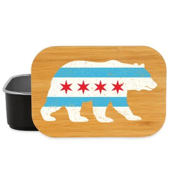 Chicago Flag Bear Pride Nature City Fusion - Lunch Box - Schwarz - Vorne