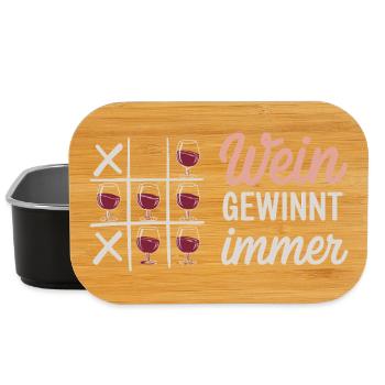 Le vin gagne toujours Morpion Drôle de proverbe - Boîte à goûter - noir - Devant
