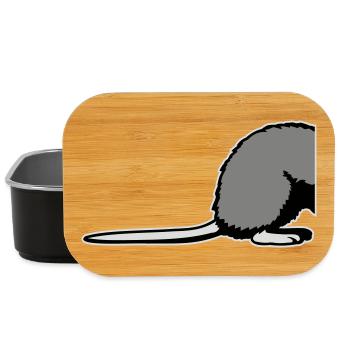 Ratte Rückseite Halb Lustig Schwanz Nagetier Tier - Lunch Box - Schwarz - Vorne