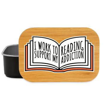I Work To Support My Reading Addiction Books Logo - Lunch Box - black - Front