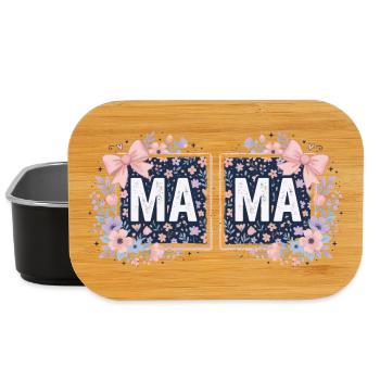 MAMA Carrés Fleuris et Nœuds Roses | Style Coquett - Boîte à goûter - noir - Devant