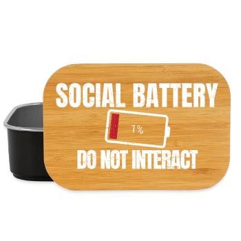 Social Battery 1% Funny Introvert Vibe - Lunch Box - black - Front