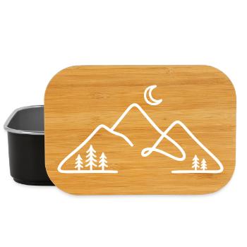 Minimalist mountain silhouette with moon - Lunch Box - black - Front