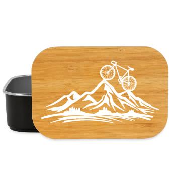 Mountain Bike Rocky Landscape Silhouette - Lunch Box - black - Front