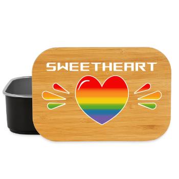 Rainbow Sparkling heart Sweetheart black TSHIRT - Lunch Box - black - Front