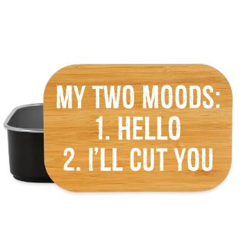 MY TWO MOODS: 1. Hello 2. I'll CUT YOU funny shirt - Lunch Box - black - Front
