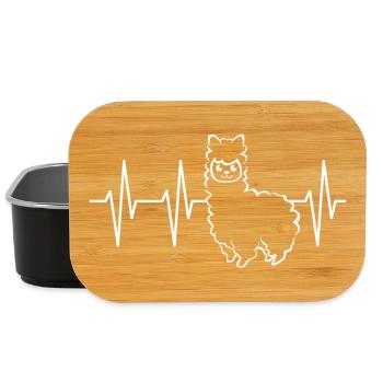 puls herzschlag alpaka ekg alpakas süße tiere - Lunch Box - Schwarz - Vorne
