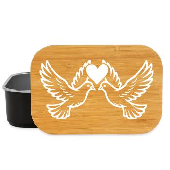 Dove Lovers Couple Heart Wedding - Lunch Box - black - Front