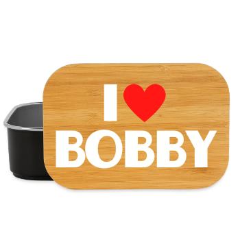 Ich liebe Bobby rotes Herz Retro Statement  - Lunch Box - Schwarz - Vorne