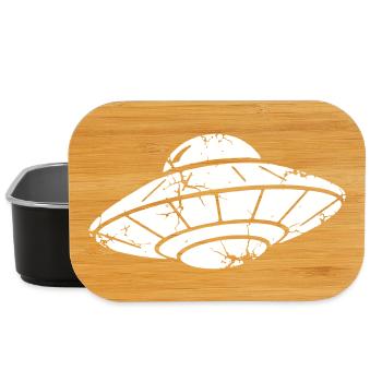 UFO Raumschiff Grunge Vintage Vektor - Lunch Box - Schwarz - Vorne