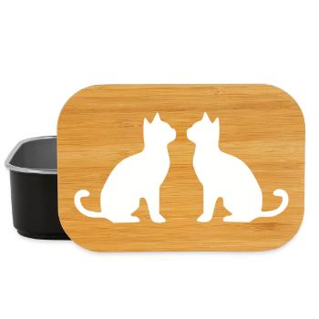 Silhouette de chat Cadeau Cadeau Amoureux des Chats - Boîte à goûter - noir - Devant