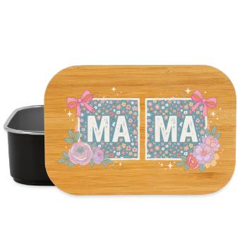 MAMA Carrés Fleuris et Nœuds Roses | Rétro - Boîte à goûter - noir - Devant