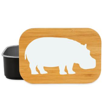 Silhouette de l’hippopotame bleu - Boîte à goûter - noir - Devant