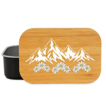 Alpen Berge mit Edelweiss Blumen Natur Landschaft - Lunch Box - Schwarz - Vorne