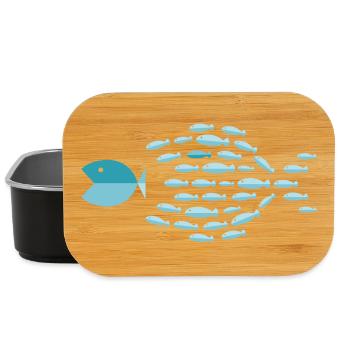 Blue School Silhouette - kleine Fische fressen große Fische - Lunch Box - Schwarz - Vorne