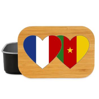 France Drapeau Cameroun Cœur - Boîte à goûter - noir - Devant