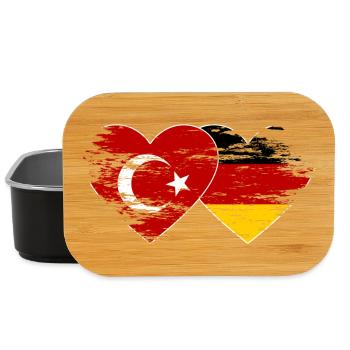 Turkey Germany Flag used heart - Lunch Box - black - Front