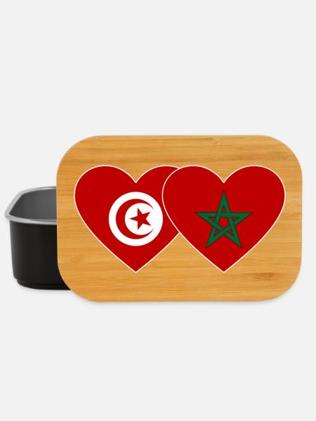 Tunisie Maroc Drapeau Coeur - Boîte à goûter - noir