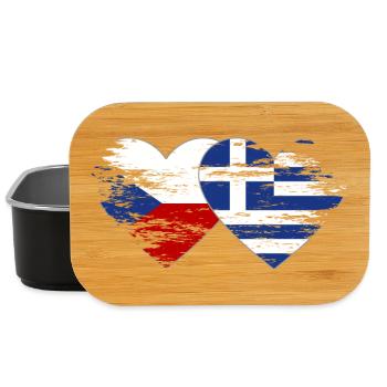 Czech Republic Greece Flag used heart - Lunch Box - black - Front