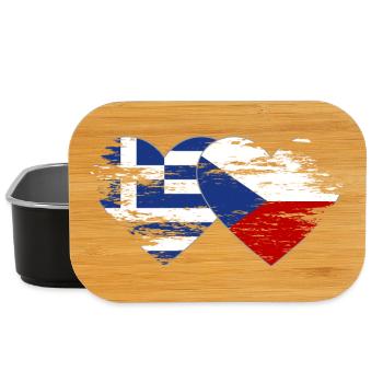 Greece Czech Republic flag used heart - Lunch Box - black - Front