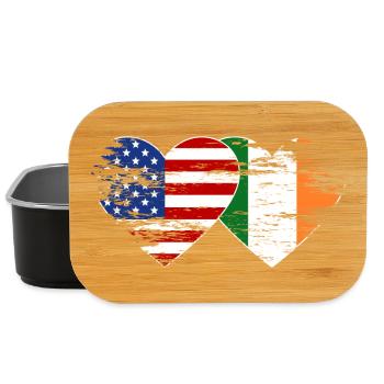 USA Ireland flag heart used - Lunch Box - black - Front