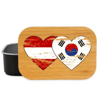 Österreich Süd Korea Flagge Herz used - Lunch Box - Schwarz - Vorne