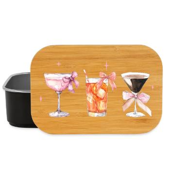Stylish Coquette Cocktails with Bows Tea - Lunch Box - black - Front