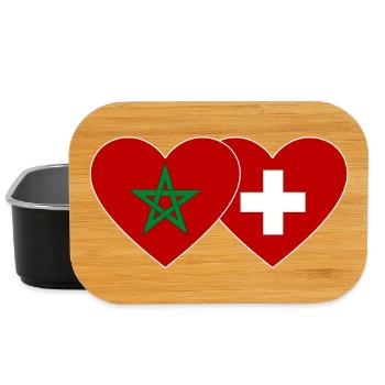 Marokko Schweiz Flagge Herz - Lunch Box - Schwarz - Vorne