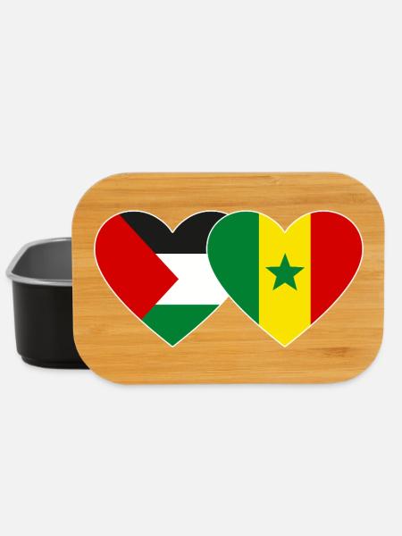 Palestine Senegal Flag Heart - Lunch Box - black