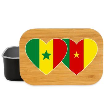 Sénégal Cameroun Drapeau Mains Coeur Forme - Boîte à goûter - noir - Devant