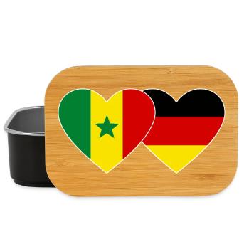 Senegal Germany Flag Hands Heart Shape - Lunch Box - black - Front