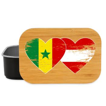 Sénégal Autriche Drapeau Mains Coeur Utilisé - Boîte à goûter - noir - Devant