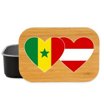 Senegal Austria Flag Hands Heart Shape - Lunch Box - black - Front