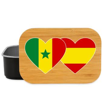 Spain Senegal Flag Heart - Lunch Box - black - Front