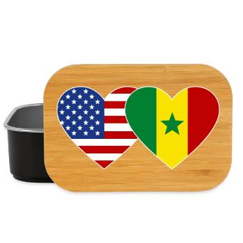 USA Senegal  Flagge Herz - Lunch Box - Schwarz - Vorne
