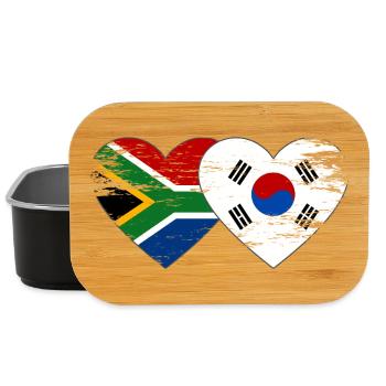 Afrique du Sud Drapeau de la Corée du Sud Coeur - Boîte à goûter - noir - Devant
