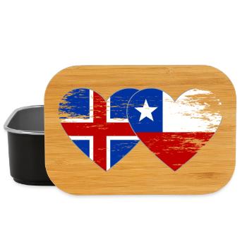 Iceland Chile flag heart used - Lunch Box - black - Front