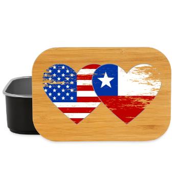 USA Chile Flagge Herz - Lunch Box - Schwarz - Vorne