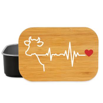 Kuh Herzschlag Linien-Design - Lunch Box - Schwarz - Vorne
