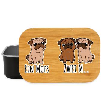 One pug - two M? Yes, what exactly? funny dogs! - Lunch Box - black - Front