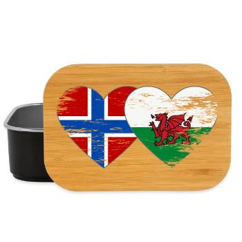 Norway Wales flag heart used - Lunch Box - black - Front