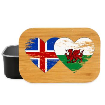 Iceland Wales flag heart used - Lunch Box - black - Front