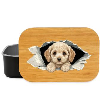 Cockapoo Spieur Mignon, papier déchiré par un Goldendoodle - Boîte à goûter - noir - Devant