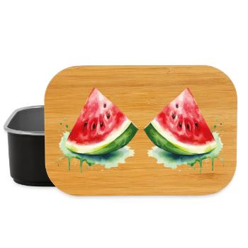 Aquarelle Pastèque - Boîte à goûter - noir - Devant
