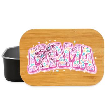 Mama Léopard Pastel – Style Groovy Varsity et Nœud - Boîte à goûter - noir - Devant