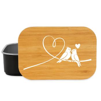 Cockatiel Heart Romance Birds Sky Dweller - Lunch Box - black - Front