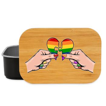 Frauenhände Herzpuzzle Regenbogen - Lunch Box - Schwarz - Vorne