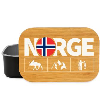 Norway Flag Moose Fishing Fjord - Lunch Box - black - Front